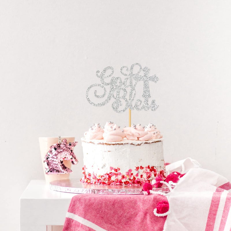 WeBenison God Bless Cake Topper Silver Glitter First Communion Baby Shower Party Decorations Bless This Child - Image 3